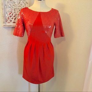 Reiss Kori Sequin 3/4 Sleeve Dress